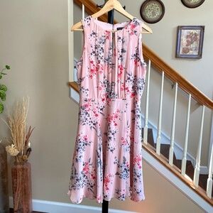 White House Black Market sleeveless pink floral midi dress Size 10